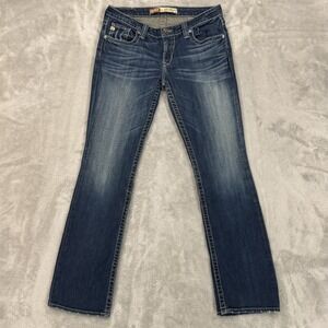 Big Star Jeans Womens 30 Casey K Dark Blue Slim Boot Low Rise Bootcut Whiskered